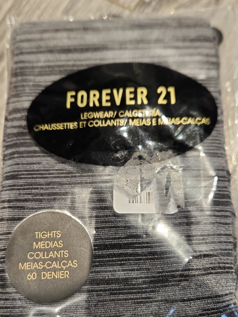 NWT Forever 21 Women's Sz M/L Black & Grey Tights